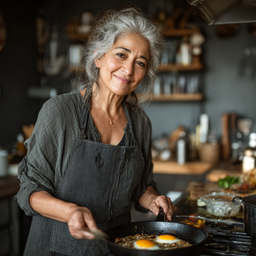 Adultos mayores disfrutando comida saludable